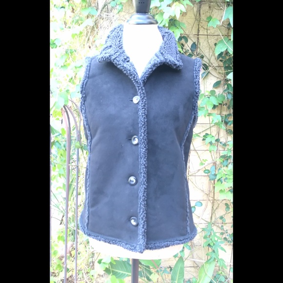L.L. Bean Fleece Suede-Like Look Vest Sz S Reg - Picture 4 of 9
